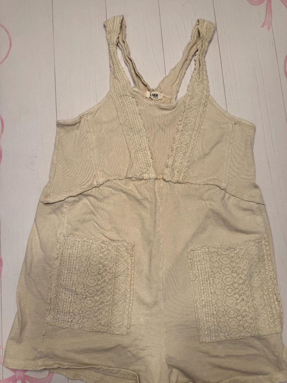 J.HER Lace Trim Romper Size M